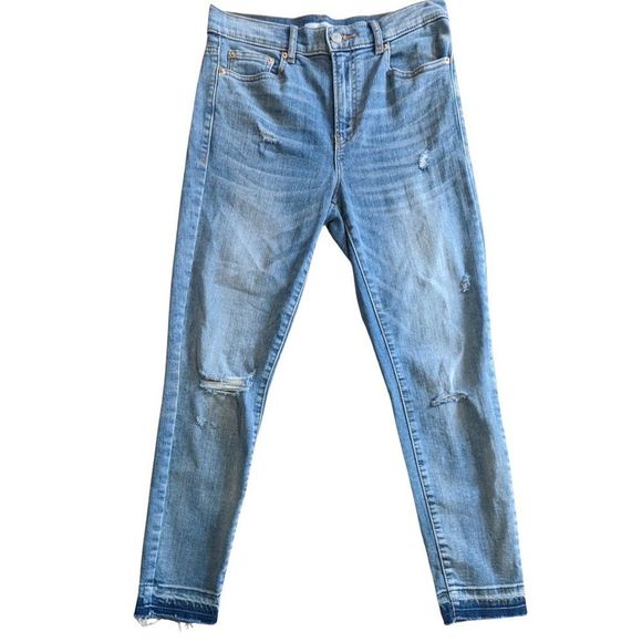 DYNDNM Size 28 Kate Model Jeans with distressed knees and hem Medium Wash - Picture 10 of 10